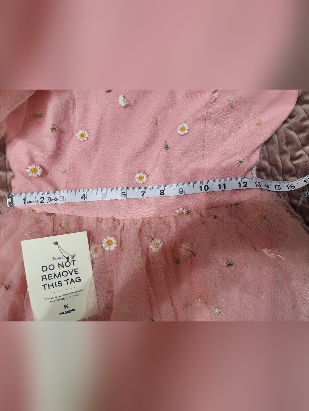 JessaKae Blush Pink Tulle Dress with Daisy Embroidery - Picture 9 of 9